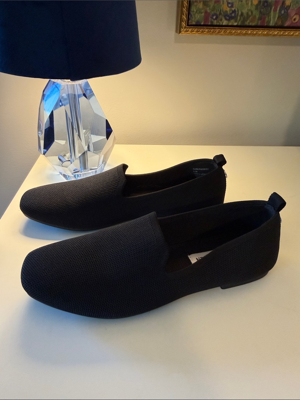 NWOT Steve Madden Black Knit Slip-On Flats